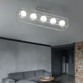Produktbild: Deckenleuchte Deckenlampe Wohnzimmerleuchte Glaskugel 5 flammig silber LED 87 cm