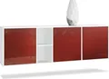 Produktbild: Vladon Kommode Cuba, Germany, Weiß matt/Bordeaux Hochglanz - Modernes Sideboard für Ihr Wohnbereich - (BxHxT) 182x53x35 cm
