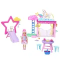 Produktbild: Barbie Ein Verborgener Zauber - Chelsea-Puppe und Baby-Pegasus Spielset mit Stall, Rutsche, Regendusche, Zubehör, für Kinder ab 3 Jahren, HNT67