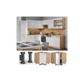 Produktbild: Vicco Eckunterschrank Küchenschrank Küchenmöbel Fame-Line Eiche Weiß modern 87 cm Küche Eckküche Einbauküche Doppel-Drehtür Einlegeboden Blende Küchenzeile Hochglanz