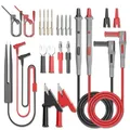 Produktbild: Cleqee Multimeter-Prüfkabel-Set 21 Stück Elektrische Prüfkabel mit Krokodilklemmen SMD IC Testhaken Klemmen Testpinzette Spatenstecker Bananenstecker Austauschbare Nadeln Stifte
