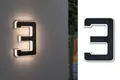 Produktbild: Solar LED Hausnummernleuchte inkl. wechselbarer Akku Nummer 3 IP44 3000K 6lm Sch
