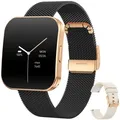 Produktbild: Levowatch TINY Damen Smartwatch, 8mm dünn & curved, Metallgehäuse, Telefon Funktion, AMOLED Always-On, Sprachsteuerung, 3 Armbänder, wasserdicht... - Schwarz/Rosa/Gold