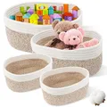 Produktbild: 4er-Set Aufbewahrungskorb Baumwollseil Geflochten, Korb Aufbewahrung Körbchen Wickeltisch Organizer, Stapelbare Mehrzweck-Organisations Basket für Bad Kinderzimmer Wohnzimmer