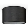 Produktbild: Pendellampe Wohnzimmer Deckenleuchte Stoff Lampenschirm Modern Einfarbig Rund Deckenleuchte - Schwarz, Schwarz (Ø45.5 cm) - Paco Home