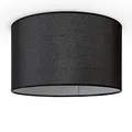 Produktbild: Paco Home Pendellampe Wohnzimmer Deckenlampe Esstischlampe Stoff Lampenschirm Esszimmer Modern Einfarbig Rund E27 Skandi, Farbe:Schwarz (Ø45.5 cm), Leuchtenart/Farbe:Deckenleuchte - Schwarz