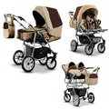 Produktbild: Elcar Zwillingskinderwagen 3 in 1 City Twin inkl. Autositze - 15 Teile - in Braun-Beige