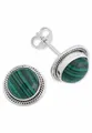 Produktbild: mantraroma Paar Ohrstecker PREMA aus 925 Silber mit Malachit (Paar, Paar Ohrringe mit Schmuckbeutel), 925 Sterling Silber Ohrringe für Damen