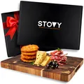 Produktbild: STOVY® Schneidebrett Holz – Stirnholz Schneidebrett aus massivem Akazienholz 40 x 30 x 3cm – Antibakterielles Hirnholzbrett – Akazienholz