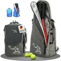 Produktbild: BALLO® Tennisrucksack Tennistasche [NEUHEIT] Schlägertasche Rucksack Tasche Tennis Badminton | Damen Herren mit Schuhfach & geschlossenem Schläg... - Grau