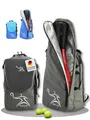 Produktbild: BALLO® Tennisrucksack Tennistasche [NEUHEIT] Schlägertasche Rucksack Tasche Tennis Badminton | Damen Herren mit Schuhfach & geschlossenem Schläger Fach Farbe Grau