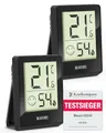 Produktbild: MAVORI® 2 St. Hygrometer Thermometer innen - präziser Temperatur&Luftfeuchtigkeitsmesser innen - Thermometer Hygrometer innen, Temperaturmessgerät, Hydrometer Feuchtigkeit digital (Schwarz, 2er Set)