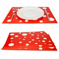 Produktbild: 4x Tischset rot mit weißen Punkten Platzset Platzdeckchen Untersetzer abwaschbar