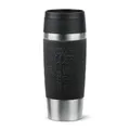 Produktbild: Emsa N20202 Travel Mug Classic Isolierbecher 0,36 Liter | neuer Komfort-Schraubverschluss | Edelstahl | 4h heiß und 8h kalt | 100% dicht | spülmaschinenfest | 360°-Trinköffnung | Schwarz