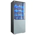 Produktbild: Vitrine Granada, Made in Germany, Vitrinenschrank mit Glastür und Glaseinsatz inkl. LED, Anthrazit matt/Denim matt (50 x 122,5 x 34,5 cm)