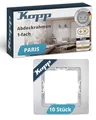 Produktbild: Kopp PARIS 1-fach Abdeckrahmen in Silber - 10 Stück - 83 x 83 x 9,5 mm - Rahmen für Steckdosen & Schalter - Stilvoller Steckdosenrahmen aus Kunststoff - Hochwertiger Lichtschalter-Rahmen