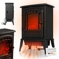 Produktbild: Juskys Elektrokamin 2000 W – Schwarz, elektrischer Standkamin mit Flammeneffekt, 2 Heizstufen, Thermostat & Sicherheitsabschaltung für Wohnzimmer