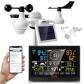 Produktbild: VEVOR Profi WLAN-Wetterstation 7-in-1 solarbetrieben Wettercenter 7,5-Zoll-Display 150m Übertragungsreichweite Außensensor für Windgeschwindigkeit Windrichtung Temperatur Luftfeuchtigkeit Niederschlag