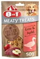 Produktbild: 8in1 Meaty Treats, gefriergetrocknete Hunde Leckerlis mit Ente & Apfel, getreidefrei und ohne Zucker, 50 g Beutel