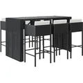 Produktbild: vidaXL 7-tlg. Gartenbar-Set mit Kissen Schwarz Poly Rattan - Schwarz