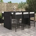 Produktbild: Vidaxl - 7-tlg. Gartenbar-set Mit Kissen Schwarz Poly Rattan