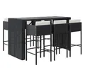 Produktbild: vidaXL Gartenlounge-Set 7-tlg. Gartenbar-Set mit Kissen Schwarz Poly Rattan, (7-tlg)