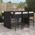 Produktbild: 7-tlg. Gartenbar-Set mit Kissen Schwarz Poly Rattan