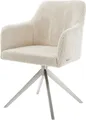 Produktbild: DELIFE Polsterstuhl Greg-Flex, Kreuzgestell breit Edelstahl Cord Beige 360° drehbar