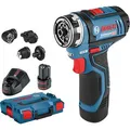 Produktbild: Bosch Akku-Bohrschrauber GSR 12V 15 FC, 12V / 2,0Ah, mit 2 Akkus, Ladegerät, 4 Aufsätzen und Koffer