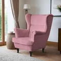 Produktbild: BEAUTY SOFA - Felix Sessel - Ohrensessel - Relaxsessel mit Armlehnen - Fernsehsessel - Polstersessel - für Wohnzimmer, Schlafzimmer - Sessel Wohnzimmer - Rosa (Tilia 62), Beine Wenge