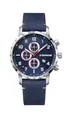 Produktbild: WENGER Herren Armbanduhr Attitude Chronograph Ø 44mm, Swiss Made, Analog Quarz, Wasserdicht bis 100m, Leder-Armband, Blau, 01.1543.109
