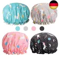 Produktbild: Duschhaube Damen 4 Stück, Wasserdicht Doppelschicht Duschhaube Elastisch Bad