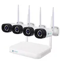Produktbild: LUVISION Dual WLAN Funk Video Überwachungssystem 10 Kanal Mini NVR 5MP Überwachungskamera Set Mikrofon Cloud 4 Kameras