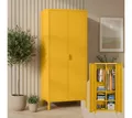 Produktbild: skølm Kleiderschrank Ituri aus Metall (Senfgelb) Metallschrank mit 6 Fächern & 2 Kleiderstangen, 170x80x45 cm