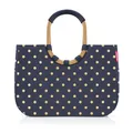 Produktbild: reisenthel loopshopper L frame frame metallic dots blue – Stabile Tasche mit praktischen Fächern aus recycelten PET-Flaschen – Charmantes und wasserabweisendes Design