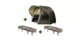 Produktbild: MK Angelsport Angelzelt Karpfenzelt 3,5 Man + 2 Karpfenliegen X-Pro Flat, Personen: 3