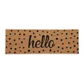 Produktbild: Relaxdays Fußmatte Kokos, Hello-Schriftzug, Punkte, 75 x 25 cm, Rutschfester Fußabtreter, innen & außen, Natur/schwarz