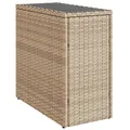 Produktbild: vidaXL Garten-Beistelltisch Glasplatte Beige 58x27,5x55 cm Poly Rattan