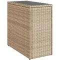 Produktbild: vidaXL Garten-Beistelltisch Glasplatte Beige 58x27,5x55 cm Poly Rattan
