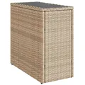 Produktbild: vidaXL Garten Beistelltisch, Gartentisch mit Glasplatte, Couchtisch Kaffeetisch für Terrasse Garten, Tisch Balkontisch Gartenmöbel, Beige Rattan