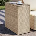 Produktbild: Garten-Beistelltisch Glasplatte Beige 58x27,5x55 cm Poly Rattan