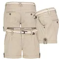 Produktbild: Eight 2 Nine Damen Short Bermuda Kurze Hose Sommer Chino Stoff Hotpants mit Gürtel, Hosengröße:S / 36, Farbe:Beige