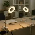 Produktbild: Klemmlampe weiß Klemmleuchte Wohnzimmer Klemmlampe led mit Stecker, Tischleuchte Leselampe, Spot beweglich, Metall , 1x led 4W 330Lm 3000K, DxH 9x21