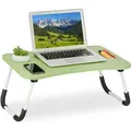 Produktbild: Laptoptisch Für Bett & Couch, Hxbxt: 26 X 63 X 40 Cm, Klappbarer Betttisch, Mdf, Eisen, Notebooktisch, Grün - Relaxdays