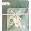 Produktbild: DIKOS® Musselin Babydecke Sommer 6-lagig 70×100 cm – Bio-Baumwolle (GOTS & Öko-Tex) – salbeigrün/Mint – weich & atmungsaktiv – Kuscheldecke, Spucktuch, Puckdecke – Geschenk Geburt Mädchen & Jungen