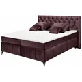 Produktbild: ed exciting design Boxspringbett, Aubergine, Textil, Uni, H2, 7-Zonen, Höhe ca. 16 cm, Rechteckig,Rechteckig, 180x200 cm, Schlafzimmer, Betten, Boxspringbetten
