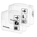 Produktbild: Lermende Kulturtasche Transparent, 2 Stück Flugzeug Kosmetiktasche Durchsichtig, wasserdichte PVC-Reise-Waschtaschen, TSA-Zugelassene Make-up-Taschen, für Familie, Männer un Frauen