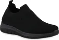 Produktbild: VAN HILL Damen Slip Ons Sportschuhe Sportliche Strick Profil-Sohle Schuhe 841678, Farbe: Schwarz, Größe: 41