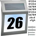 Produktbild: Solar-Hausnummer 2 LEDs Dämmerungssensor Personalierbar für Außen Silbern 24357