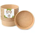 Produktbild: BIOZOYG Salatschale 50 Stück 400 ml braun Suppenschalen Einwegschalen Einweggeschirr Deli Container Bowl to go Kartonschale Einweg Suppenbehälter